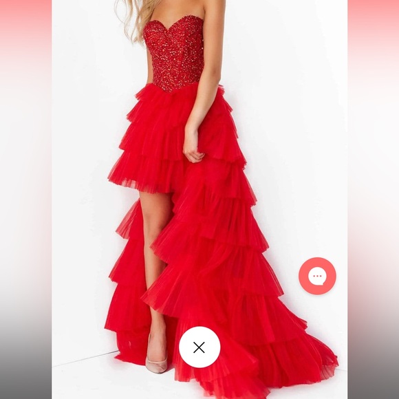 Chic Embossed Strapless Ruffle Long Dress from Jovani - Picture 5 of 5